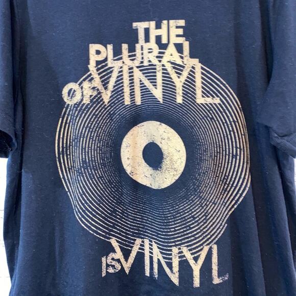 Black Graphic Vinyl Record Short Sleeve Tee Shirt - Picture 2 of 3